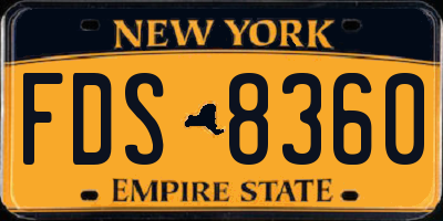 NY license plate FDS8360