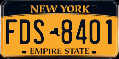 NY license plate FDS8401