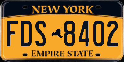 NY license plate FDS8402