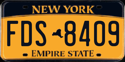 NY license plate FDS8409