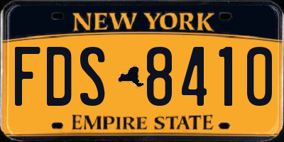 NY license plate FDS8410