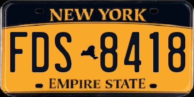 NY license plate FDS8418