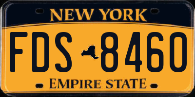 NY license plate FDS8460
