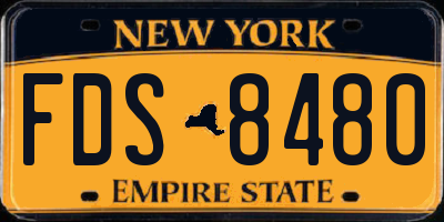 NY license plate FDS8480