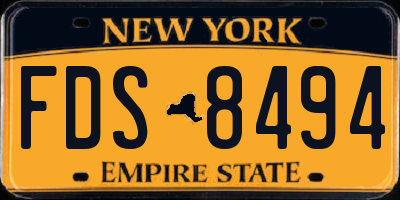 NY license plate FDS8494