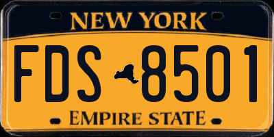 NY license plate FDS8501
