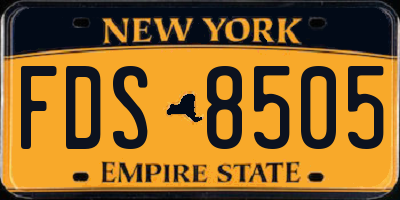 NY license plate FDS8505