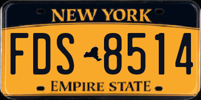 NY license plate FDS8514
