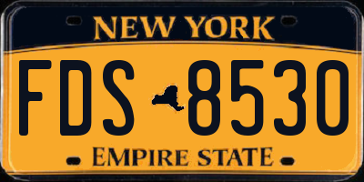 NY license plate FDS8530