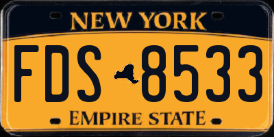NY license plate FDS8533