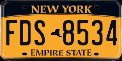 NY license plate FDS8534