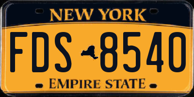NY license plate FDS8540