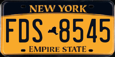 NY license plate FDS8545