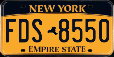 NY license plate FDS8550