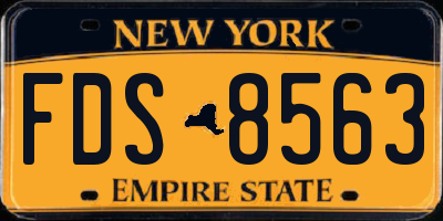 NY license plate FDS8563