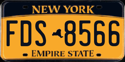 NY license plate FDS8566