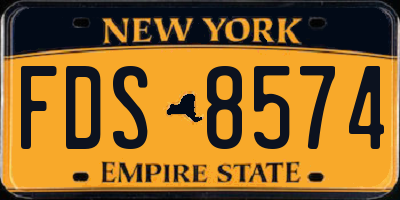 NY license plate FDS8574