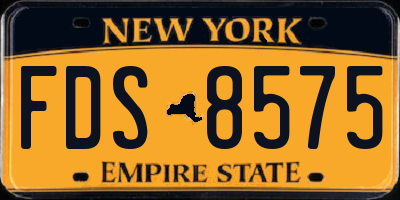 NY license plate FDS8575