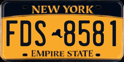 NY license plate FDS8581