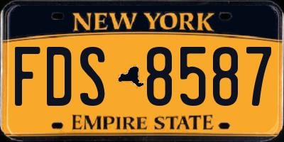 NY license plate FDS8587