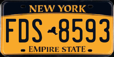 NY license plate FDS8593