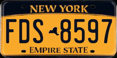 NY license plate FDS8597