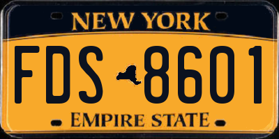 NY license plate FDS8601