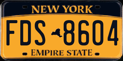 NY license plate FDS8604