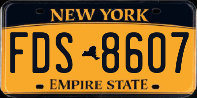 NY license plate FDS8607