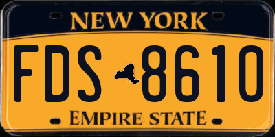 NY license plate FDS8610