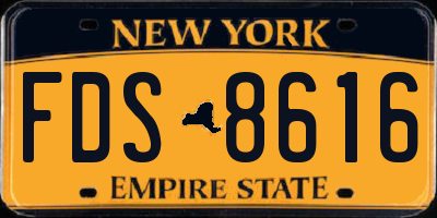 NY license plate FDS8616