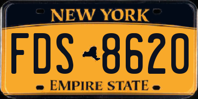 NY license plate FDS8620