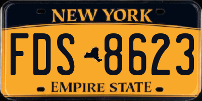NY license plate FDS8623