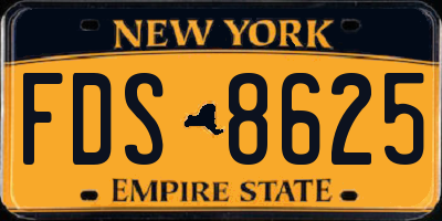 NY license plate FDS8625