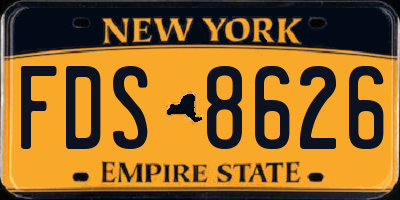 NY license plate FDS8626