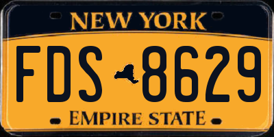 NY license plate FDS8629