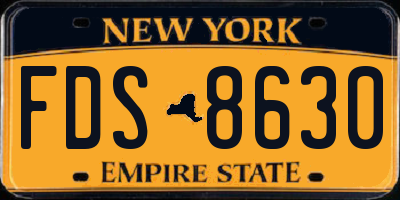 NY license plate FDS8630