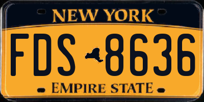 NY license plate FDS8636