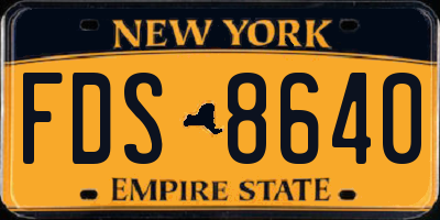 NY license plate FDS8640