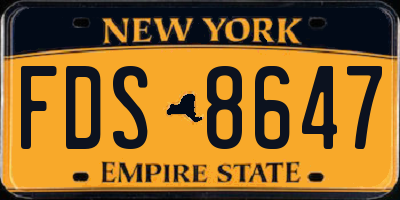 NY license plate FDS8647