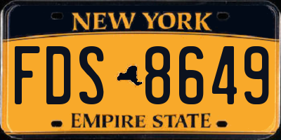 NY license plate FDS8649