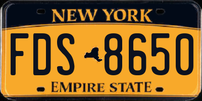 NY license plate FDS8650