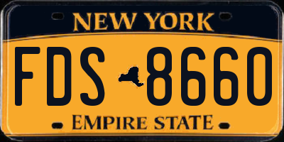 NY license plate FDS8660