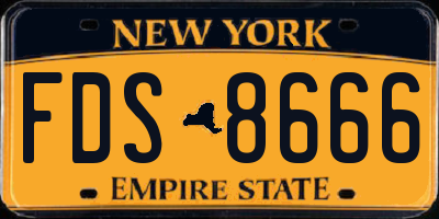 NY license plate FDS8666