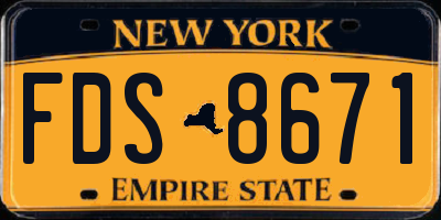 NY license plate FDS8671