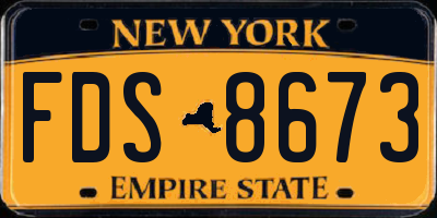 NY license plate FDS8673