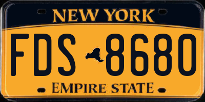 NY license plate FDS8680