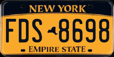 NY license plate FDS8698