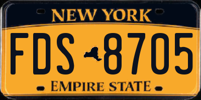 NY license plate FDS8705