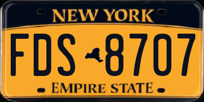 NY license plate FDS8707
